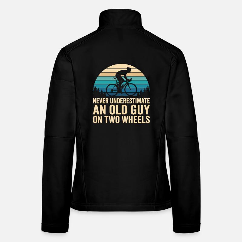 Cyclist Silhouette Sunset Stripe Motif Women's Softshell Jacket