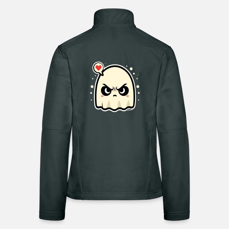 Angry Ghost with Heart Speech Bubble Women's Softshell Jacket