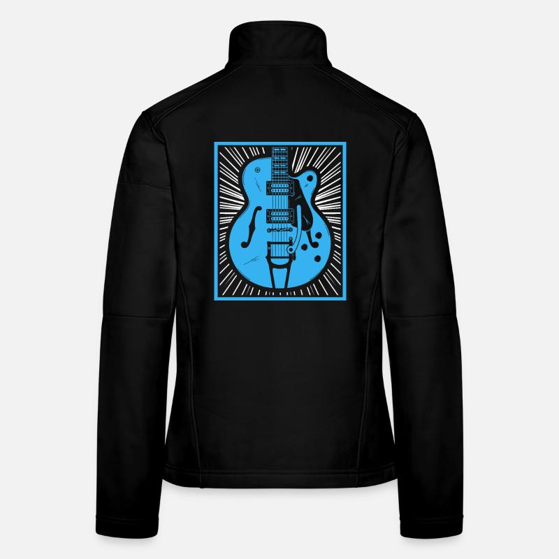 Retro-Gitarren-Silhouette Frauen Softshelljacke