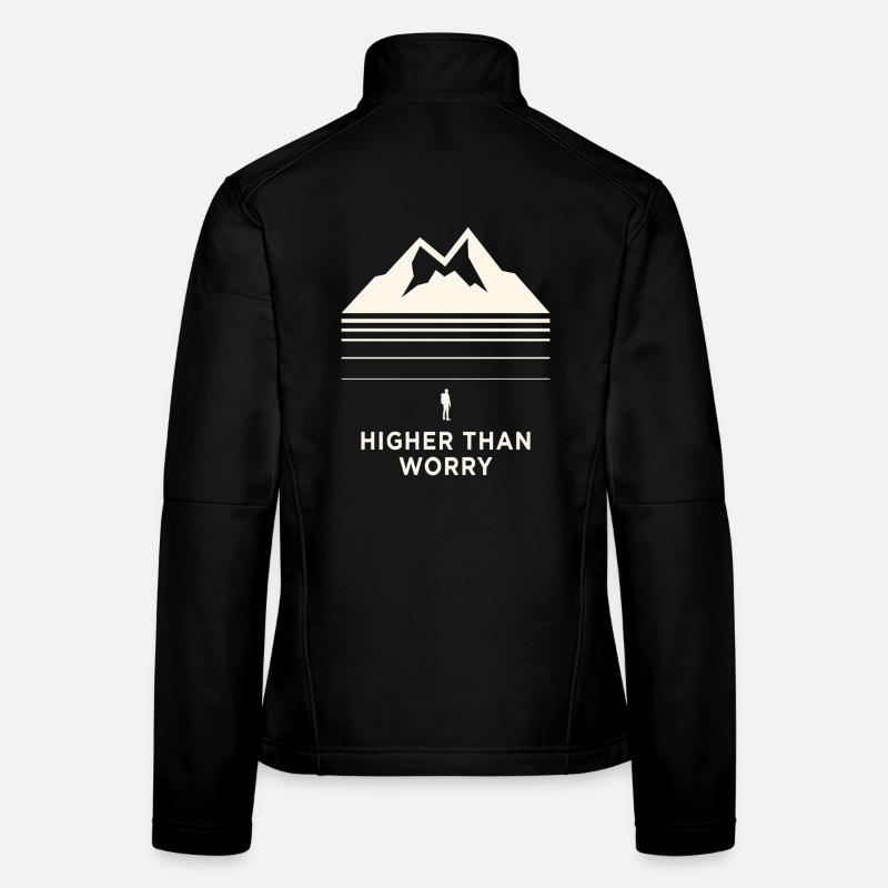 Higher Than Worry Berg Motiv Frauen Softshelljacke