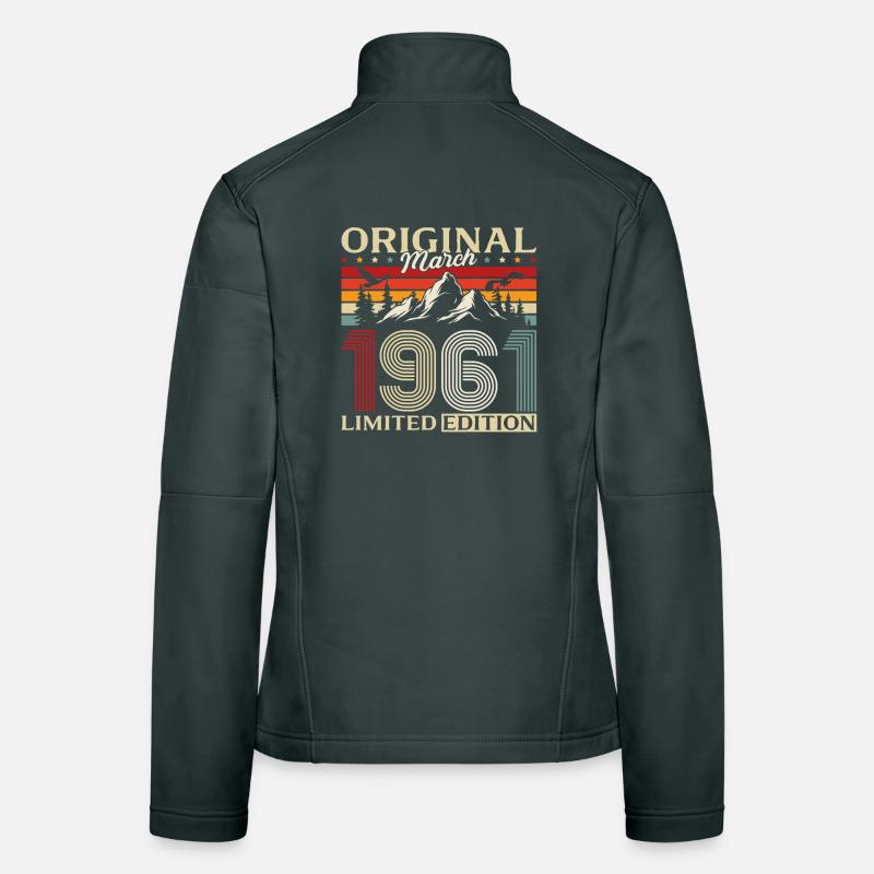 65e anniversaire cadeau de mari millésime mars 1961 Veste en tissu softshell Femme