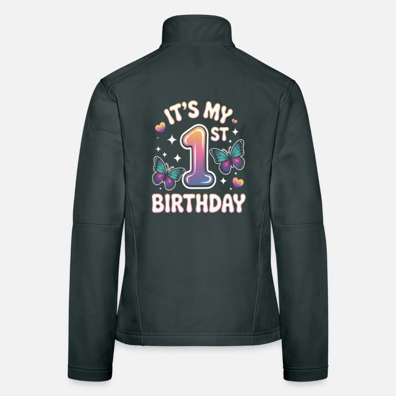 Erstes Geburtstagsdesign Gradient Schmetterlinge Frauen Softshelljacke