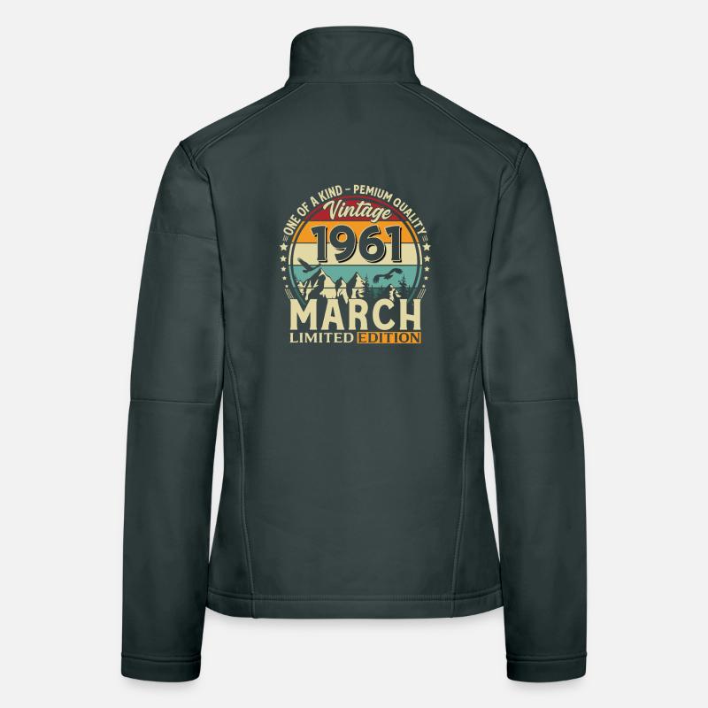 65e anniversaire cadeau de mari millésime mars 1961 Veste en tissu softshell Femme