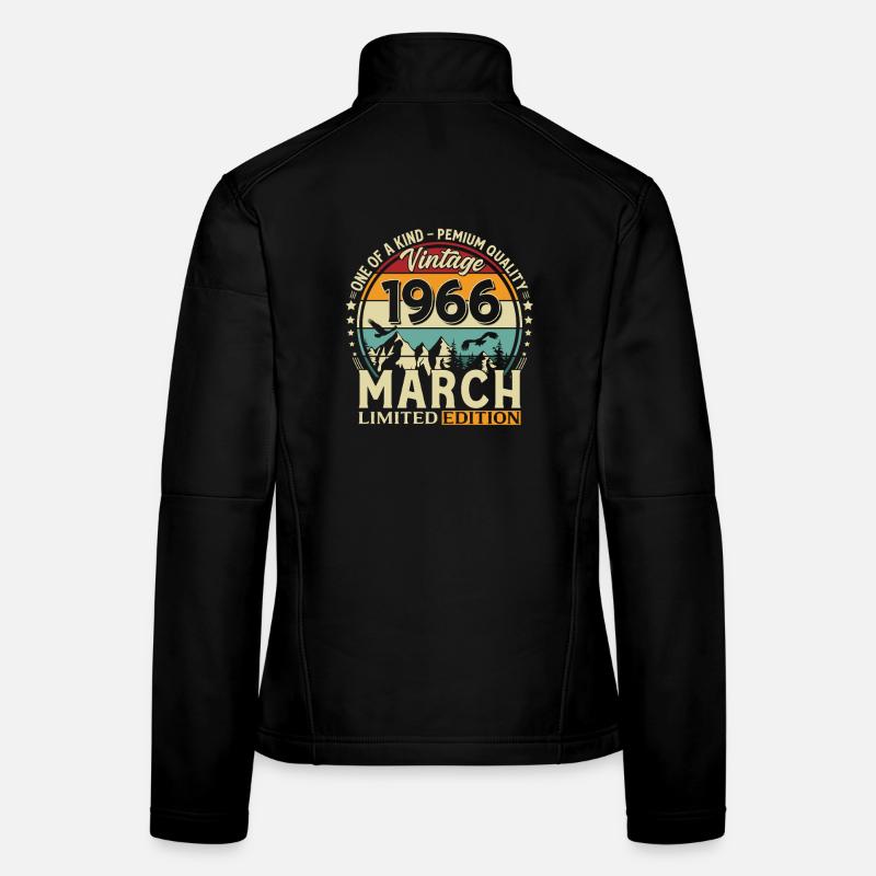 60ème anniversaire cadeau mari Vintage mars 1966 Veste en tissu softshell Femme