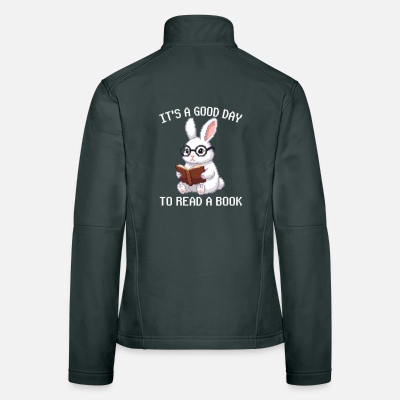 It's A Good Day To Read A Book Bunny Pixel Art Women's Softshell Jacket