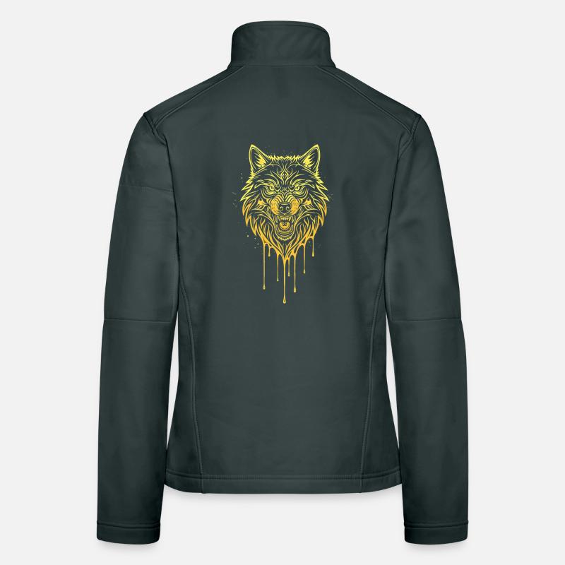Wolf Kopf Gold Edition Frauen Softshelljacke