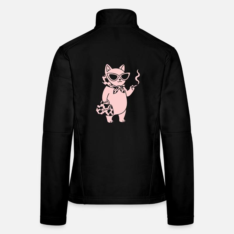 Rosa Katze mit Sonnenbrille Frauen Softshelljacke