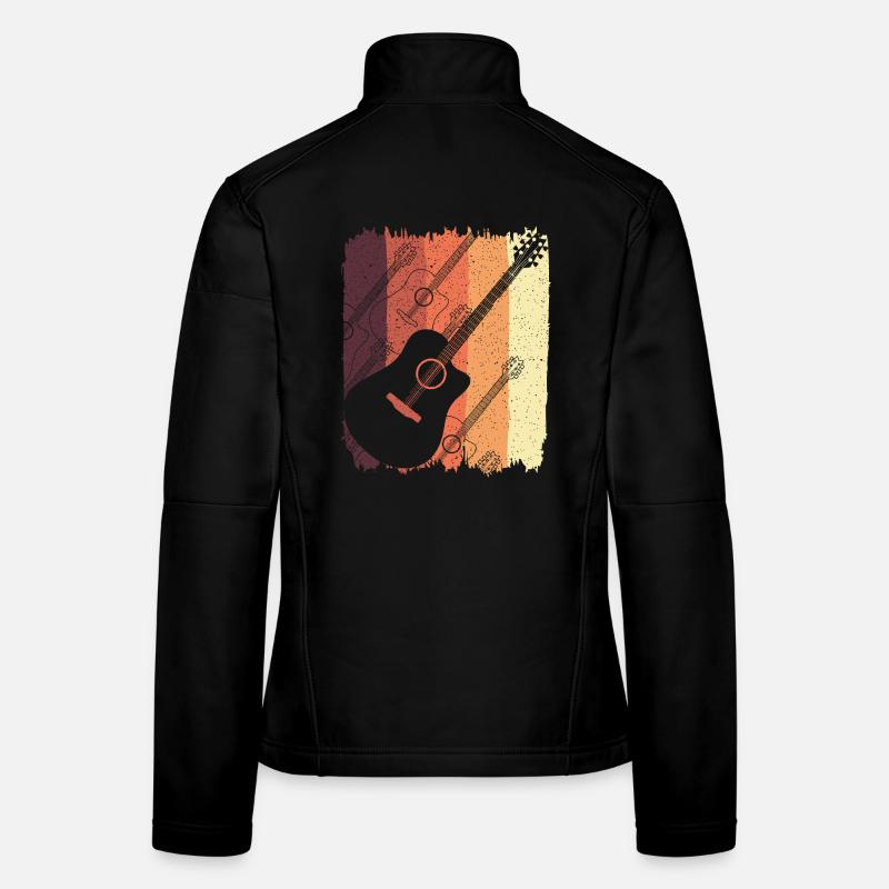 Akustikgitarre auf Sunset Stripes - Frauen Softshelljacke - Schwarz