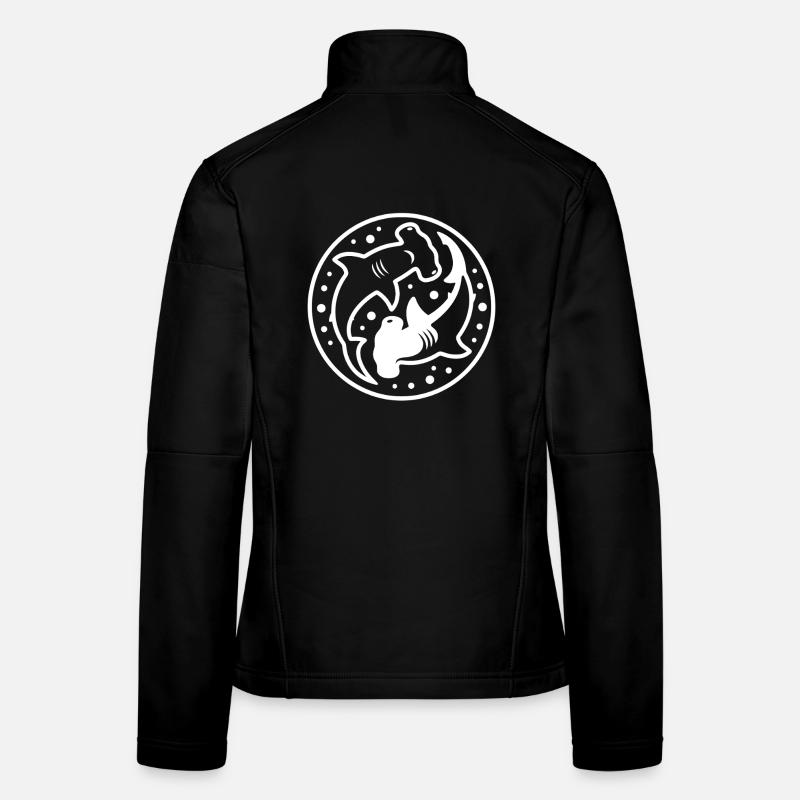 Hammerhead Shark Yin Yang Circle Design Women's Softshell Jacket
