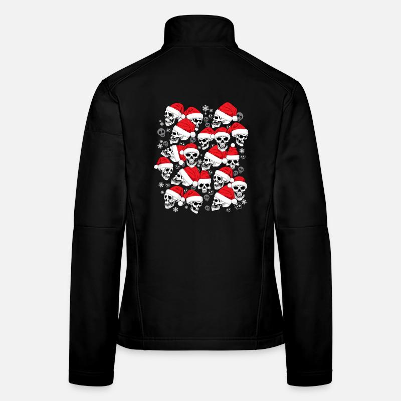 Crâne Noël Drôle de Père Noël Crânes de Noël Veste en tissu softshell Femme