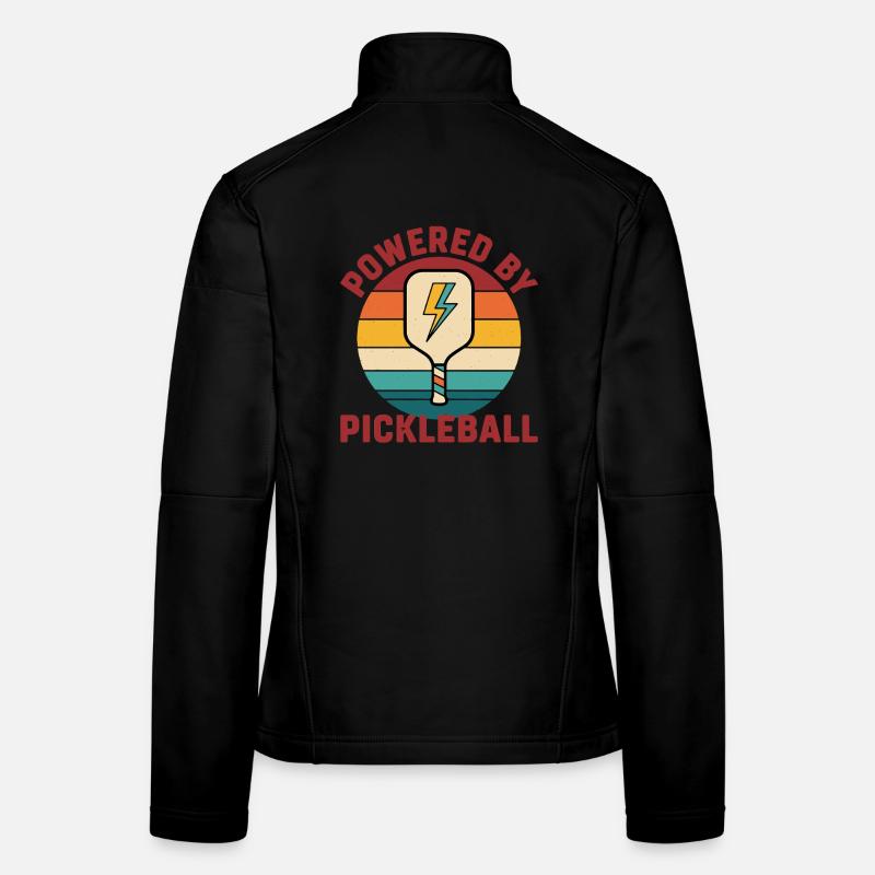 Pickleball Funny Player Powered By Pickleball Women's Softshell Jacket
