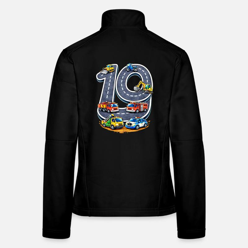 90 ans d’illustration de construction routière Veste en tissu softshell Femme