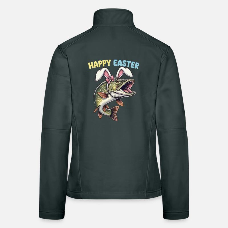 Easter fish pike with rabbit ears Women's Softshell Jacket