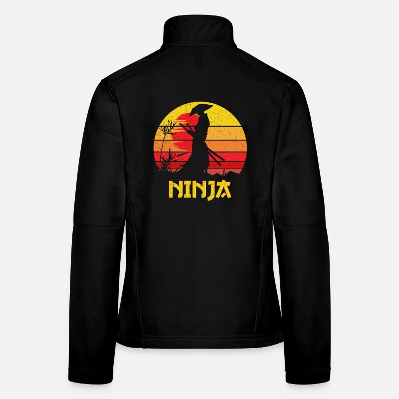 Silhouette de Ninja du Coucher de Soleil Veste en tissu softshell Femme