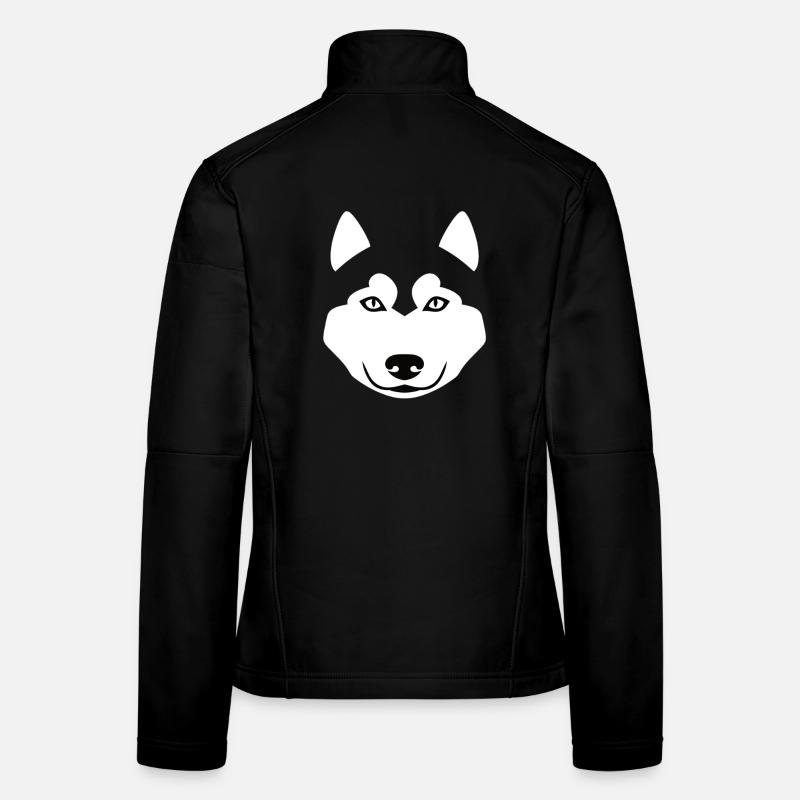 Minimalistischer Wolf Kopf – Tier Silhouette Frauen Softshelljacke