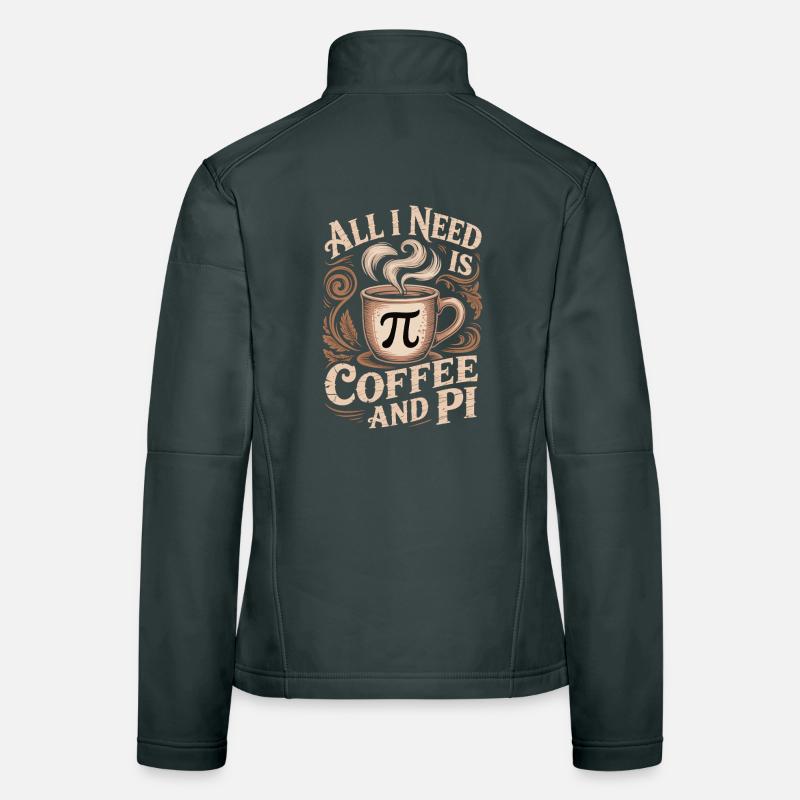 Math Coffee T-Shirt Pi Symbol Nerd Gift Women's Softshell Jacket