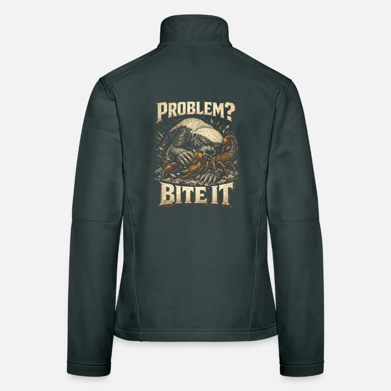 Honigdachs Honey Badger Tier Problem? Bite It Frauen Softshelljacke