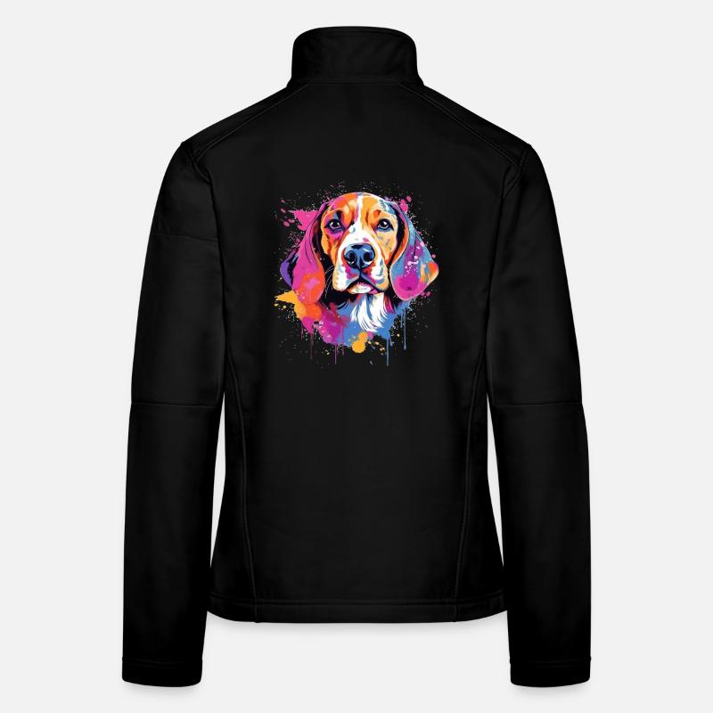 Farbenfrohe Splash-Art-Beagle-Hund Frauen Softshelljacke