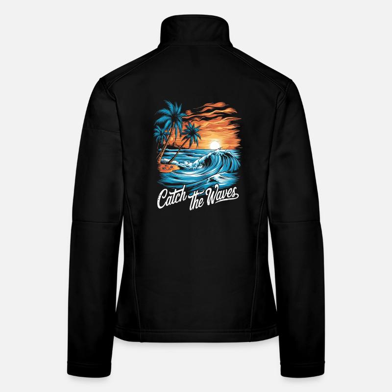 Attrapez les vagues Sea Sunset Nature Imprimé Veste en tissu softshell Femme