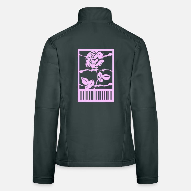 Gothic Rose Barbed Wire Barcode Urban Style Women's Softshell Jacket