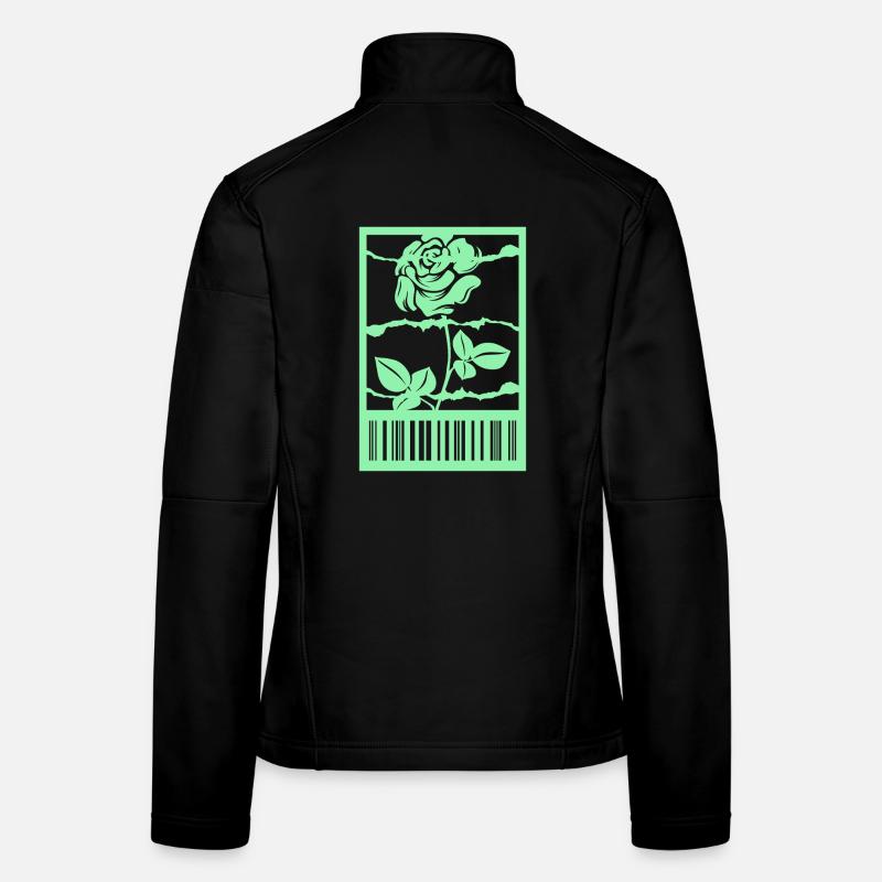 Gothic Rose Stacheldraht Strichcode Urban Style Frauen Softshelljacke