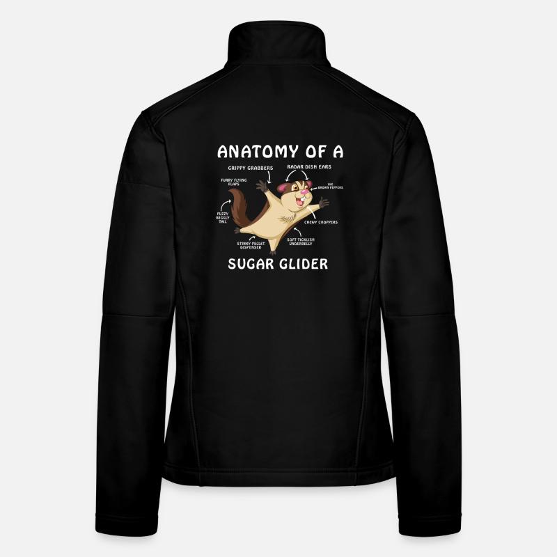 Sugar Glider Anatomy Shirt Women's Softshell Jacket