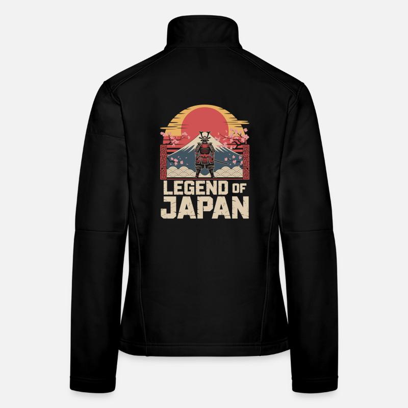 Japan Samurai Shirt Retro Sonne Kirschblüten Frauen Softshelljacke