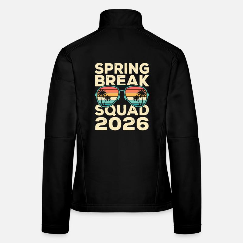 Spring Break Squad 2026 Retro Palm Tree Design Women's Softshell Jacket