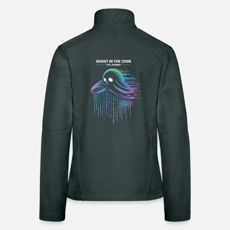 Programmeur de t-shirt fantôme dans le code Nerd informatique Veste en tissu softshell Femme