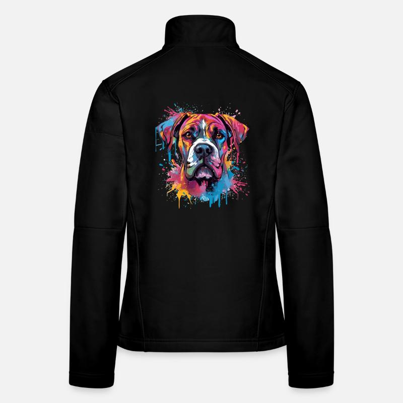 Boxer Dog Splash Art Colorful - Women's Softshell Jacket - black