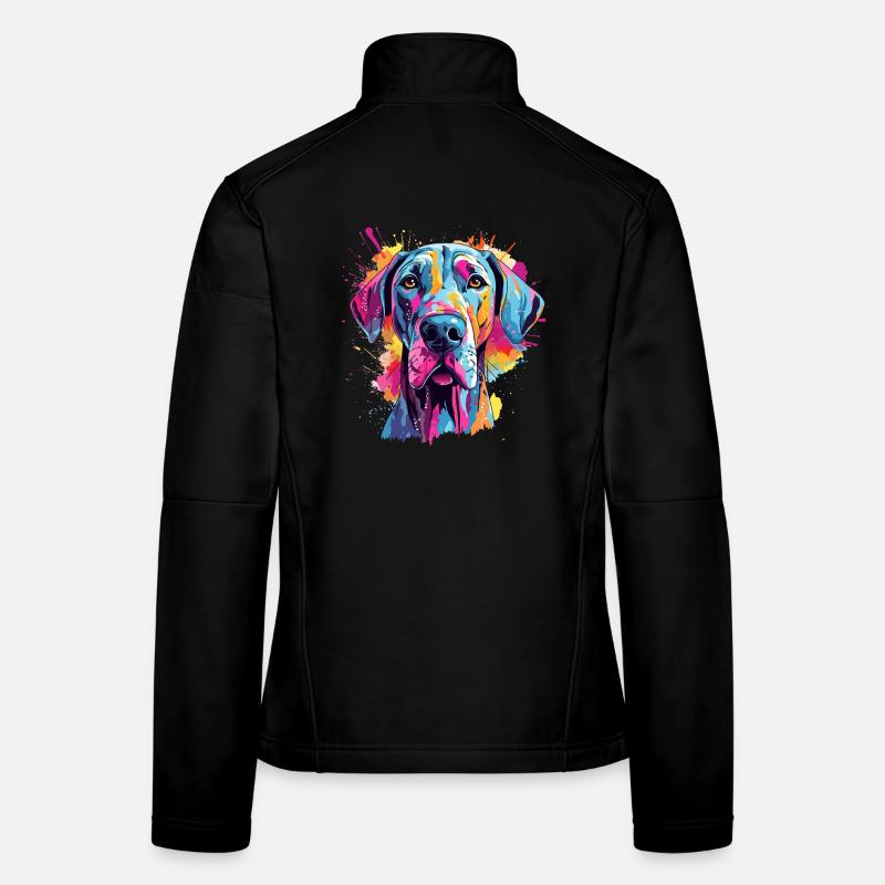 Colorful Great Dane Splash Art Dog Women's Softshell Jacket
