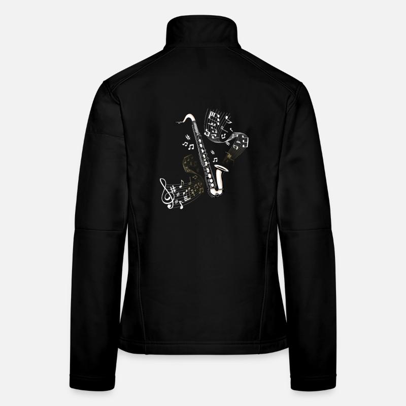 Saxophone note roll illustration bass clarinet Women's Softshell Jacket
