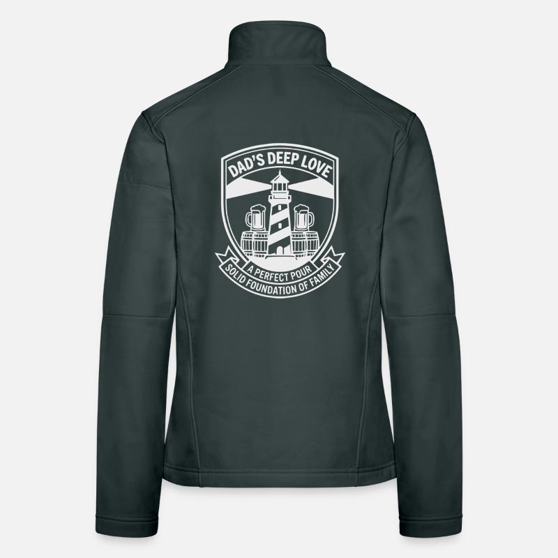 Dad's Deep Love Father's Day Lighthouse Beer Crest Women's Softshell Jacket
