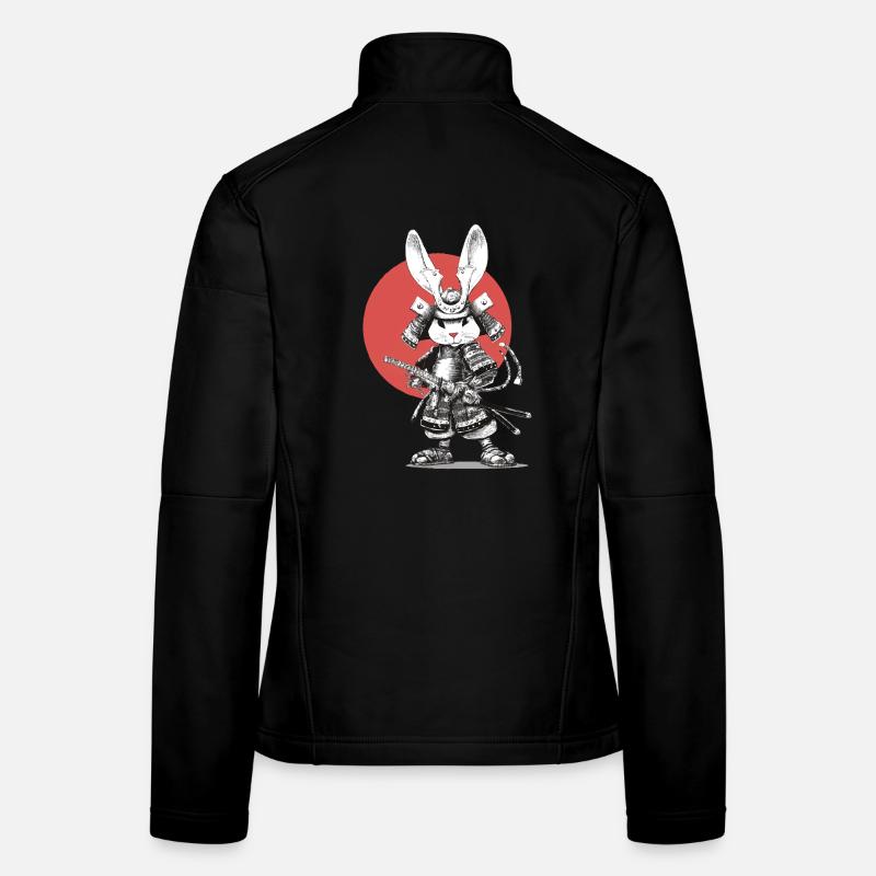 Samurai Rabbit in Armor with Katana Women's Softshell Jacket