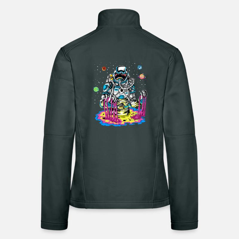 Trippy Astronaut Melting Rainbow Space Slime Art Women's Softshell Jacket