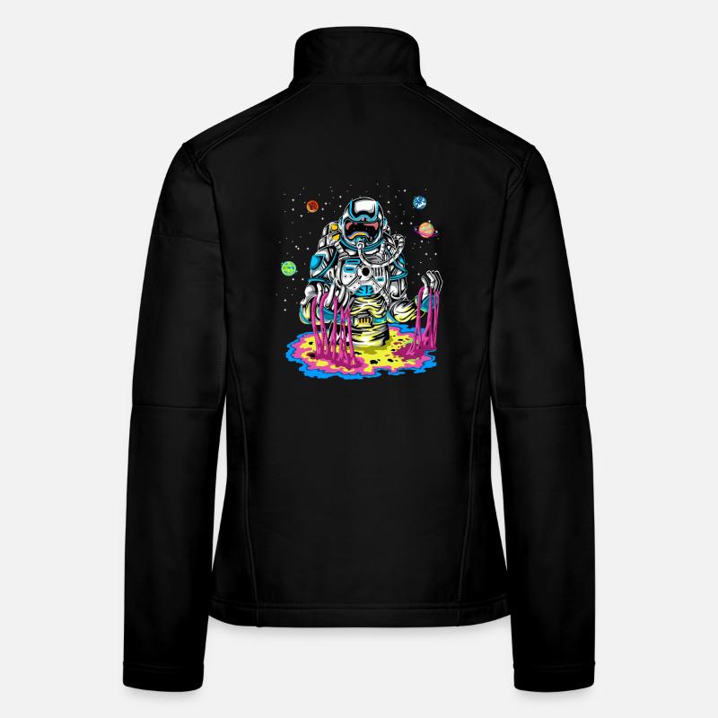 Psychedelische Astronauten-Schmelz-Regenbogen-Weltraum-Schleimkunst Frauen Softshelljacke