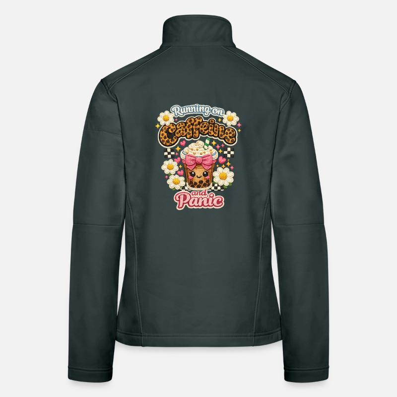 Coffee Panic Leopard Shine Caffeine Women's Softshell Jacket