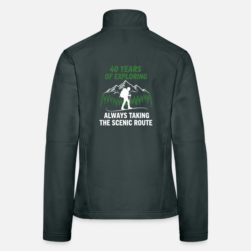 40th Birthday Hiking Mountains Explorer Women's Softshell Jacket