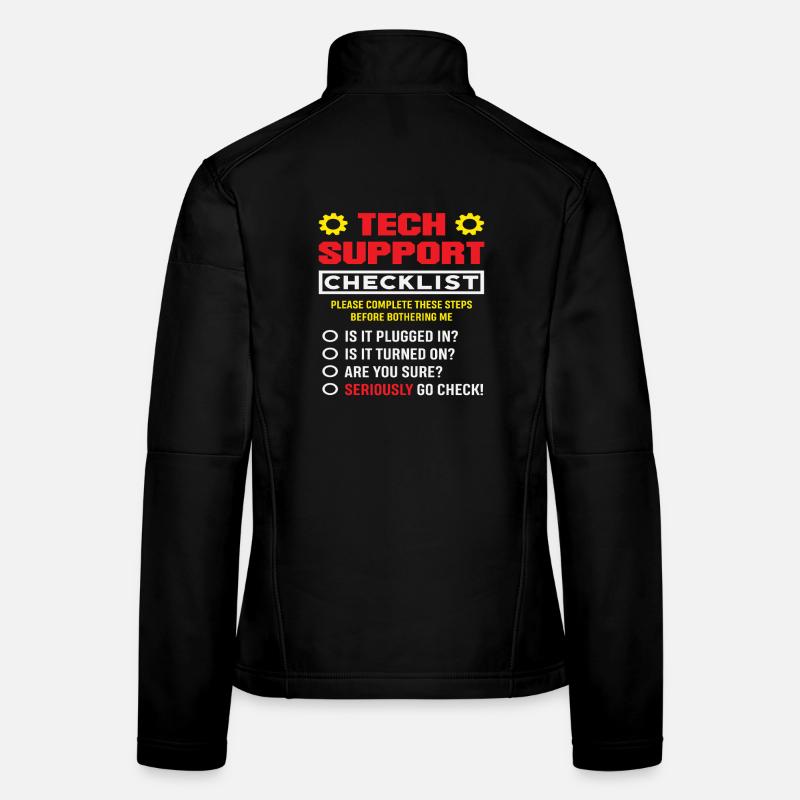 Tech Support Checklist Plug in IT Admin Women's Softshell Jacket