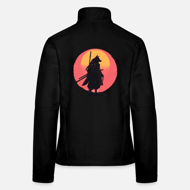 Wolf Sunset Samurai Rider Frauen Softshelljacke