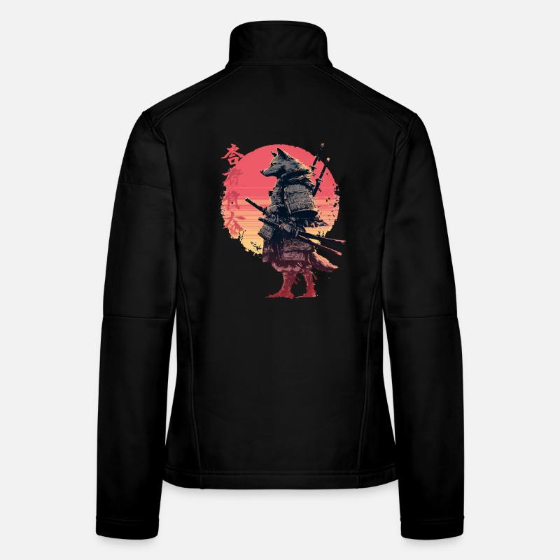 Wolfsamurai bei Sonnenuntergang Frauen Softshelljacke