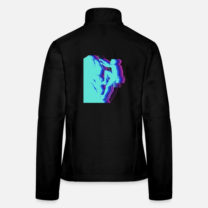 Glitch Art Kletterer Silhouette Modern Frauen Softshelljacke