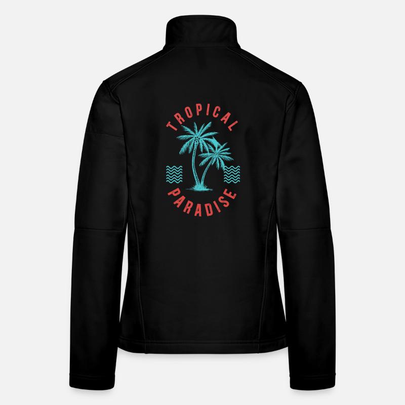 Tropical Paradise Retro Palm Badge - Women's Softshell Jacket - black