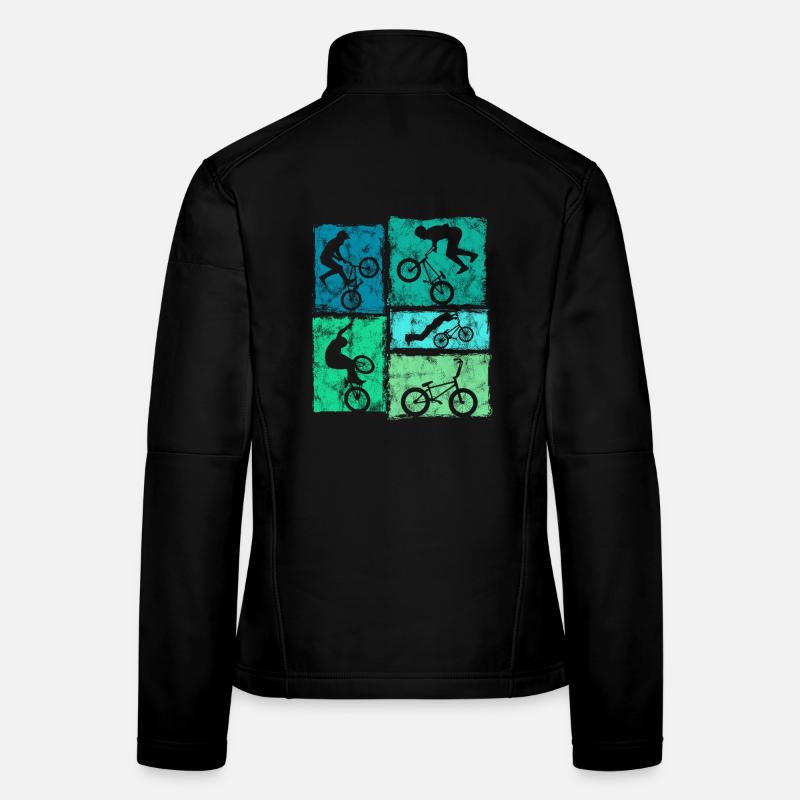 Graphisme rétro rétro de BMX pour de vrais motards Veste en tissu softshell Femme
