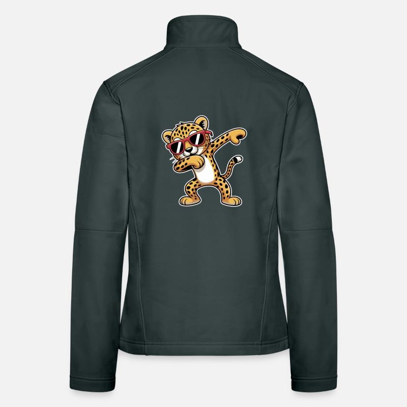 Danse léopard avec lunettes de soleil Veste en tissu softshell Femme
