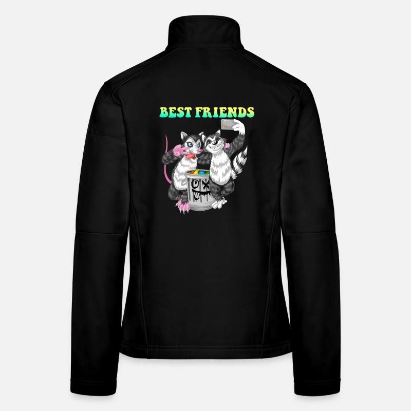 Meilleurs amis opossum et raton laveur Compagnons drôles de déchets Veste en tissu softshell Femme
