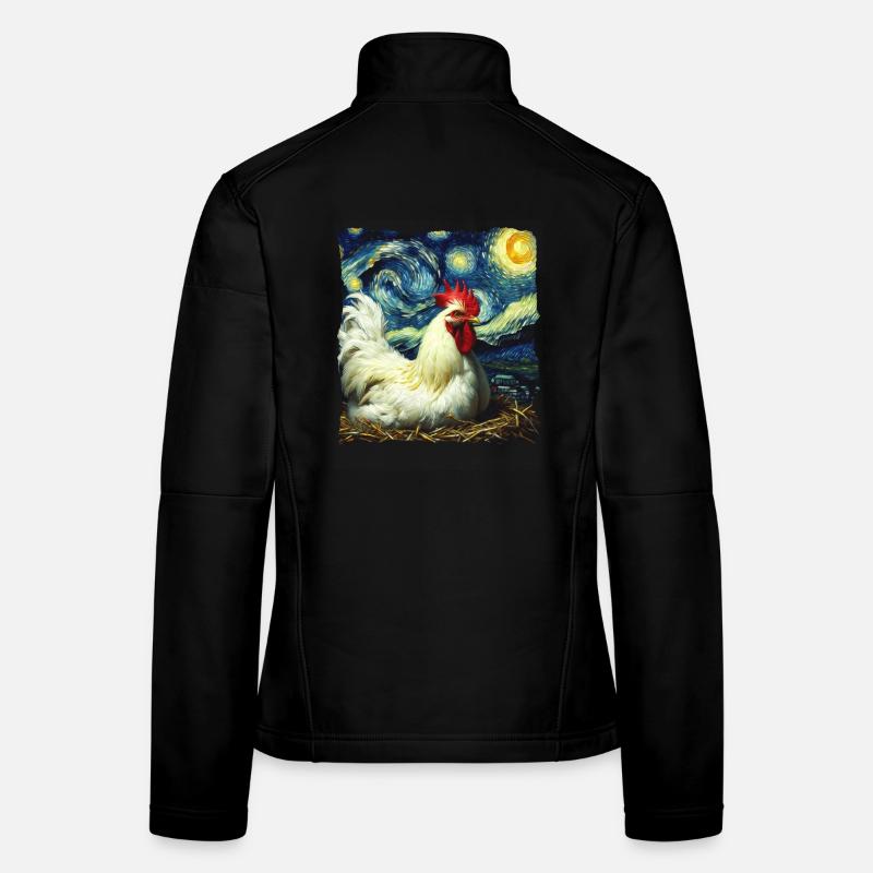 Nuit étoilée des poulets de Leghorn Veste en tissu softshell Femme