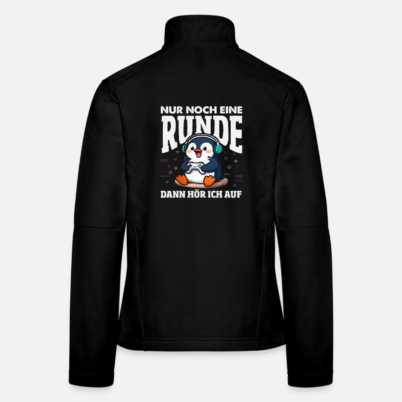 Nur noch eine Runde Gaming Pinguin Zocken Frauen Softshelljacke