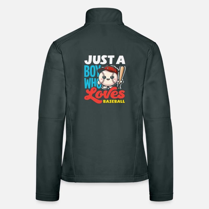 Nur ein Junge der Baseball liebt Kind Frauen Softshelljacke