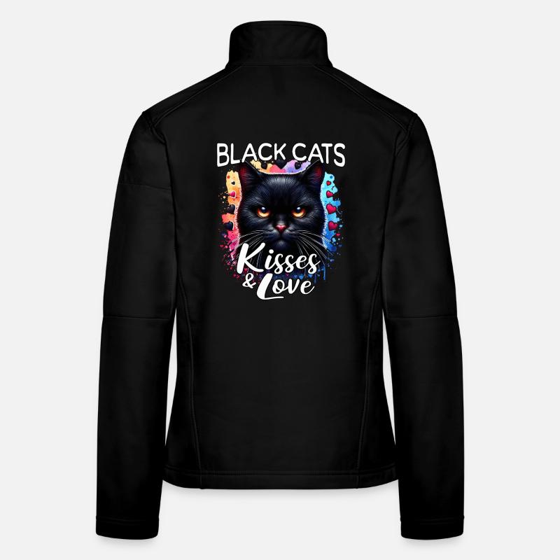 Schwarze Katze Liebe Frauen Softshelljacke
